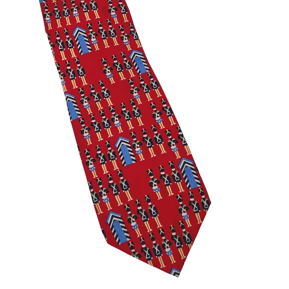 Alynn Neckwear Mens Wooden Soldiers Silk Tie Red Holiday Military Toy Soldier